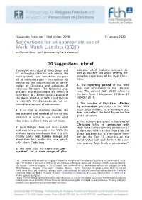 Suggestions for an Appropriate Use of World Watch List Data (2020) by Christof Sauer1 (With Assistance by Frans Veerman)2