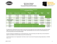 2021 Science Olympiad National Tournament Tournament Schedule & Event Blocks