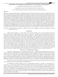 Exploring Transformative Pedagogy in Teaching Mathematics