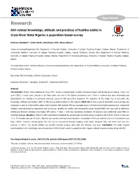HIV-Related Knowledge, Attitude and Practices of Healthy Adults in Cross