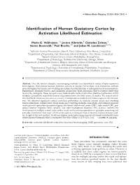 Identification of Human Gustatory Cortex by Activation Likelihood Estimation