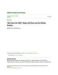 Meyer and Pierce and the Child As Property