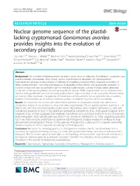 Nuclear Genome Sequence of the Plastid-Lacking