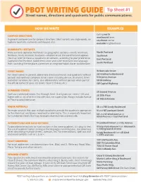 PBOT WRITING GUIDE Tip Sheet #1 Street Names, Directions and Quadrants for Public Communications