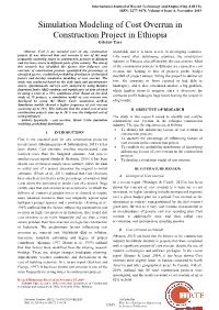 Simulation Modeling of Cost Overrun in Construction Project in Ethiopia Geletaw Taye