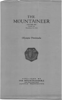 THE MOUNTAINEER VOLUME XIX Number One December 15, 1926