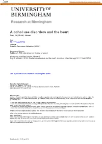 Alcohol Use Disorders and the Heart Day, Ed; Rudd, James