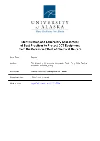 Identification and Laboratory Assessment of Best Practices to Protect DOT Equipment from the Corrosive Effect of Chemical Deicers