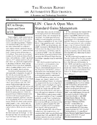 LIN: Class-A Open Mux Standard Gains Momentum