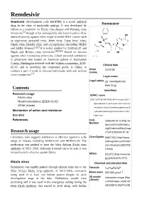 Remdesivir Remdesivir (Development Code GS-5734) Is a Novel Antiviral Remdesivir Drug in the Class of Nucleotide Analogs