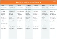 Sunrise Spring/Summer Menu: IL