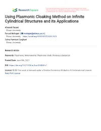 Using Plasmonic Cloaking Method on in Nite Cylindrical Structures and Its
