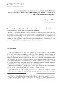 An Annotated Translation of Pinchas Szerman's Poilishe Khazones In