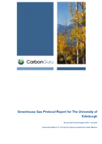 Greenhouse Gas Protocol Report for the University of Edinburgh