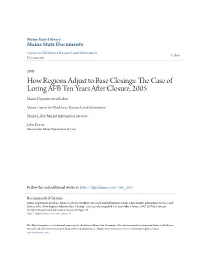 How Regions Adjust to Base Closings: the Case of Loring AFB Ten Years After Closure