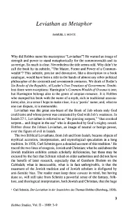 "Leviathan"? He Wanted an Image of Strength and Power to Stand Metaphorically for the Commonwealth and Its Sovereign