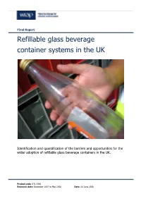 Refillable Glass Beverage Container Systems in the UK