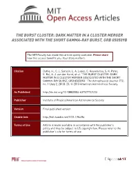 The Burst Cluster: Dark Matter in a Cluster Merger Associated with the Short Gamma-Ray Burst, Grb 050509B