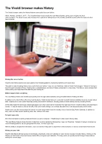 The Vivaldi Browser Makes History
