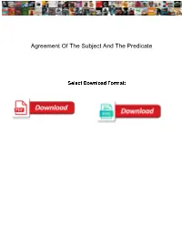 Agreement of the Subject and the Predicate