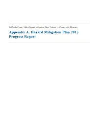 Appendix A. Hazard Mitigation Plan 2015 Progress Report