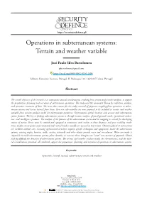 Operations in Subterranean Systems: Terrain and Weather Variable