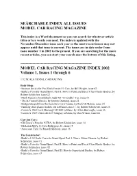 Seårchable Index All Issues Model Car Racing Magazine