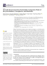 Towards Next-Generation Sustainable Composites Made of Recycled Rubber, Cenospheres, and Biobinder