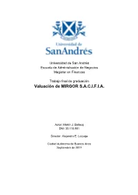 Valuación​ ​De​ ​MIRGOR​ ​S.A.C.I.F.I.A