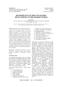 Determinants of the Sustainable Development of the Modern World