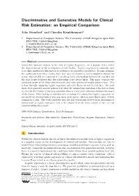 Discriminative and Generative Models for Clinical Risk Estimation: an Empirical Comparison