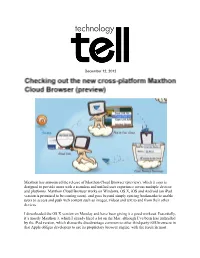 Maxthon Has Announced the Release of Maxthon Cloud Browser (Preview
