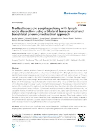 Mediastinoscopic Esophagectomy with Lymph Node Dissection Using a Bilateral Transcervical and Transhiatal Pneumomediastinal Approach