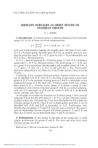 Riemann Surfaces As Orbit Spaces of Fuchsian Groups