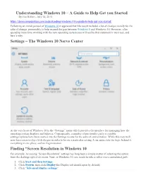 Understanding Windows 10 – a Guide to Help Get You Started Settings
