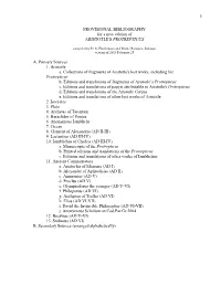 BIBLIOGRAPHY for a New Edition of ARISTOTLE's PROTREPTICUS