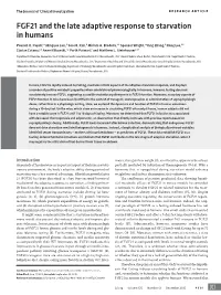 FGF21 and the Late Adaptive Response to Starvation in Humans