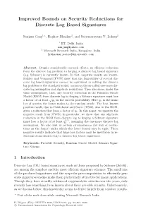 Improved Bounds on Security Reductions for Discrete Log Based Signatures
