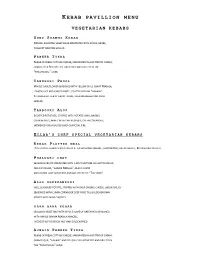 Kebab Pavillion Menu