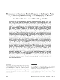 Measurement of Functional Residual Capacity of the Lung by Partial CO2 Rebreathing Method During Acute Lung Injury in Animals