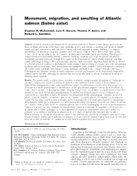 Movement, Migration, and Smolting of Atlantic Salmon (Salmo Salar)