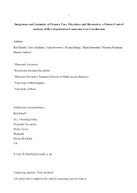 Polyclinics and Alternatives, a Patient-Centred Analysis of How Organisation Constrains Care Coordination