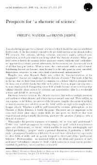 Prospects for 'A Rhetoric of Science'