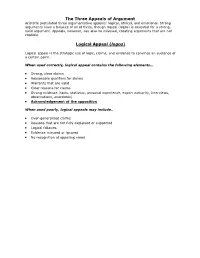 The Three Appeals of Argument Logical Appeal (Logos)
