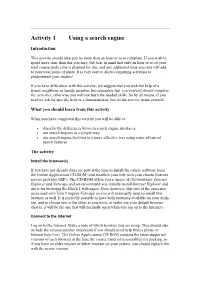 Activity 1 Using a Search Engine