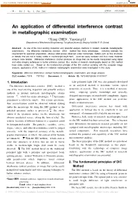 An Application of Differential Interference Contrast In