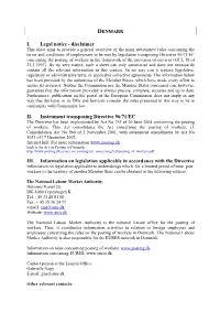 Disclaimer II. Instrument Transposing Directive 96/71/EC III. Information