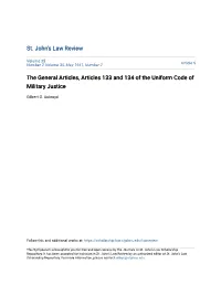 The General Articles, Articles 133 and 134 of the Uniform Code of Military Justice