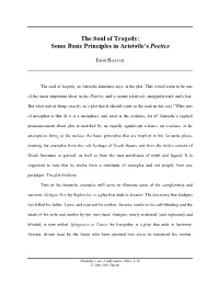 The Soul of Tragedy: Some Basic Principles in Aristotle's Poetics