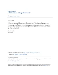 Uncovering Network Perimeter Vulnerabilities in Cisco Routers According to Requirements Defined in Pci Dss 2.0 David E